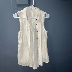 White Linen FP Beach Coverup Vest